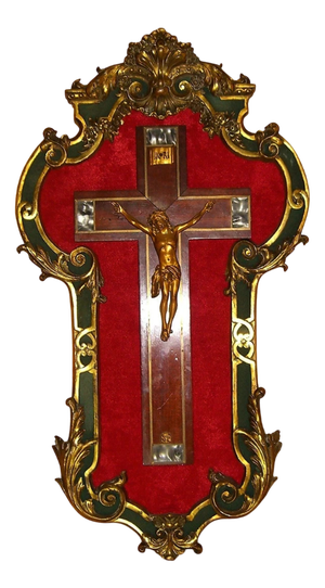 Victorian Baroque Gilded Bronze Crucifix