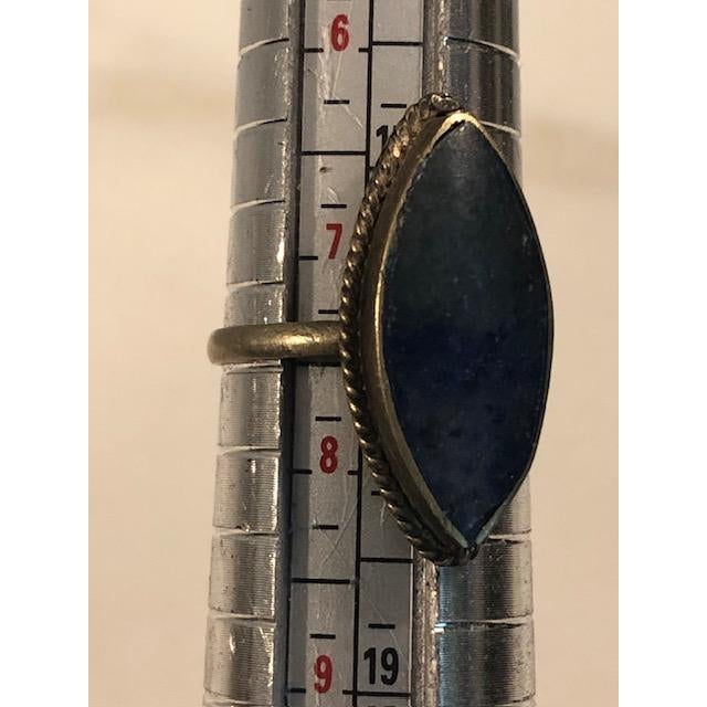 Vintage Afghan Marquise Lapis Lazulli Silver Ring (Size 7.5) For Sale - Image 11 of 12