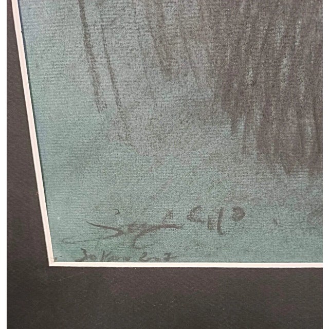 Large and Elegant Charcoal Drawing by "Cyo" Dated April 30, 2002 For Sale In New York - Image 6 of 7