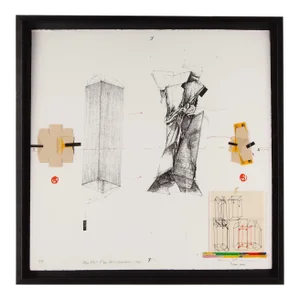 1990s Abstract Figurative Lithograph Numbered 9/90 by Vladimir Velickovic, Framed