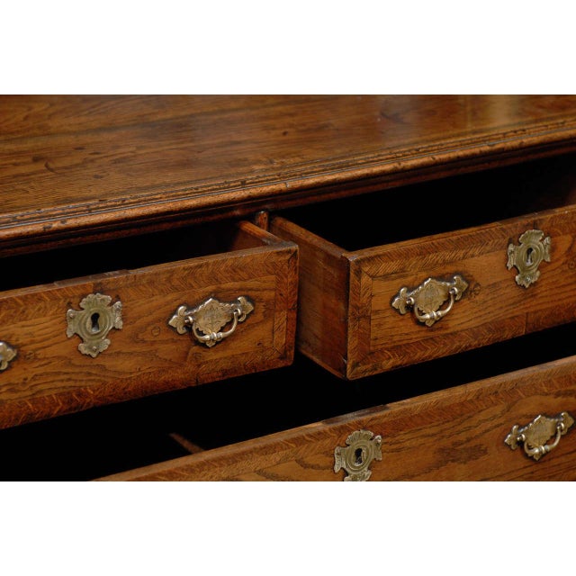 Brown English 1820s Regency Oak Five-Drawer Commode with Crossbanding and Bracket Feetv For Sale - Image 8 of 10