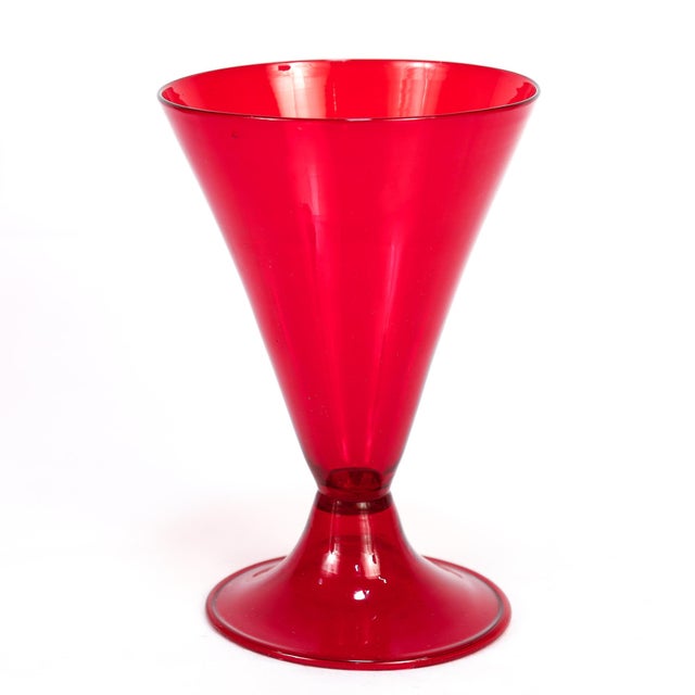 Set of 12 Red Venetian / Murano Glass Salviati Attributed Wine Goblets or Cups For Sale - Image 9 of 18