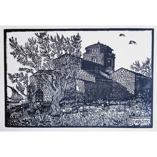 Bruno da Osimo, Beata Solitudo in S.Maria di Portonovo, Woodcut, 1922 For Sale