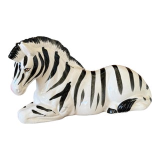 Vintage Regency Hand-Painted Ceramic Zebra Figurine – Made in Japan For Sale