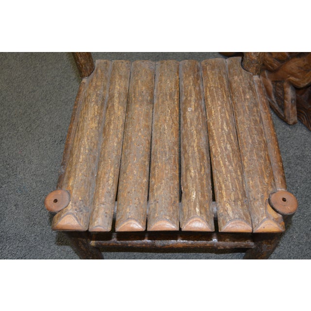 Vintage Folk Art Handcrafted Children's Wooden Log Chair - Va Artist - Signed 1984 For Sale - Image 4 of 13