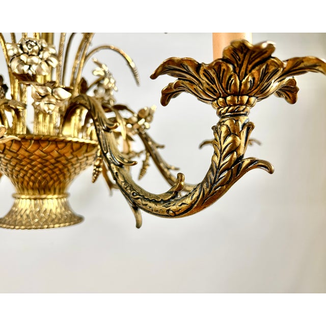 Gold Vintage French Bronze Chandelier, 1960s For Sale - Image 8 of 11