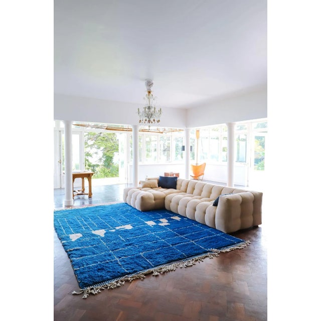 Vintage Moroccan Cobalt Blue Rug For Sale - Image 4 of 6