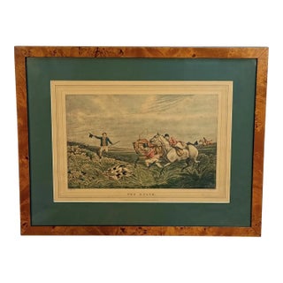 Antique Traditional Equestrian Fox Hunt "The Death" Framed Lithograph For Sale