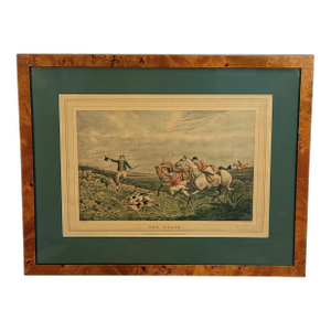 Antique Traditional Equestrian Fox Hunt "The Death" Framed Lithograph
