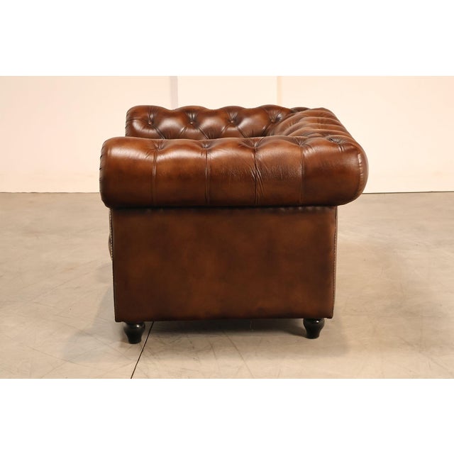 Chesterfield Style Brown Tufted Leather Club Chair For Sale - Image 14 of 16