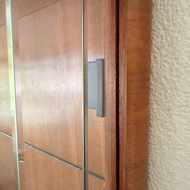 Mid-Century Modern Polish Wall Showcase Cabinet in Beveled Glass and Wood Veneer, 1960s For Sale - Image 12 of 15