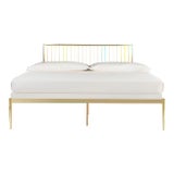 Image of Metal Queen Bed in Gold For Sale