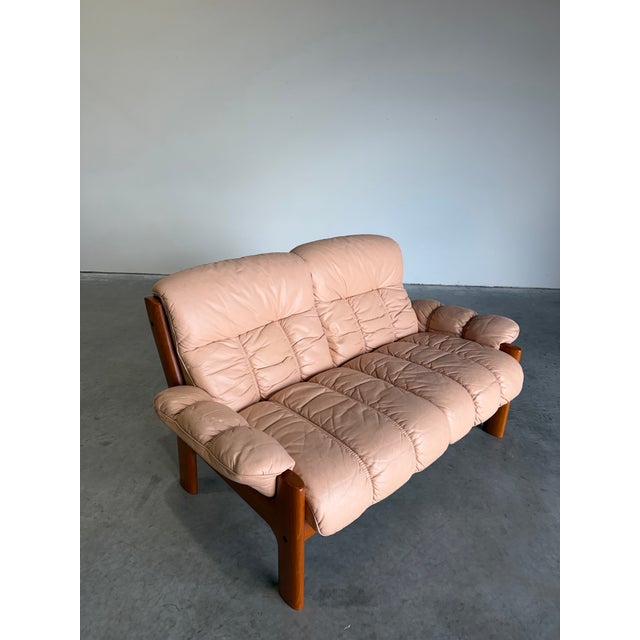 Mid-Century Modern Vintage Ekornes Montana Leather and Teak Sofa For Sale - Image 3 of 12
