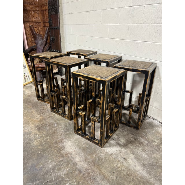 Vintage Four Hands Asian Style Bar Stools - Set of Six | Chairish