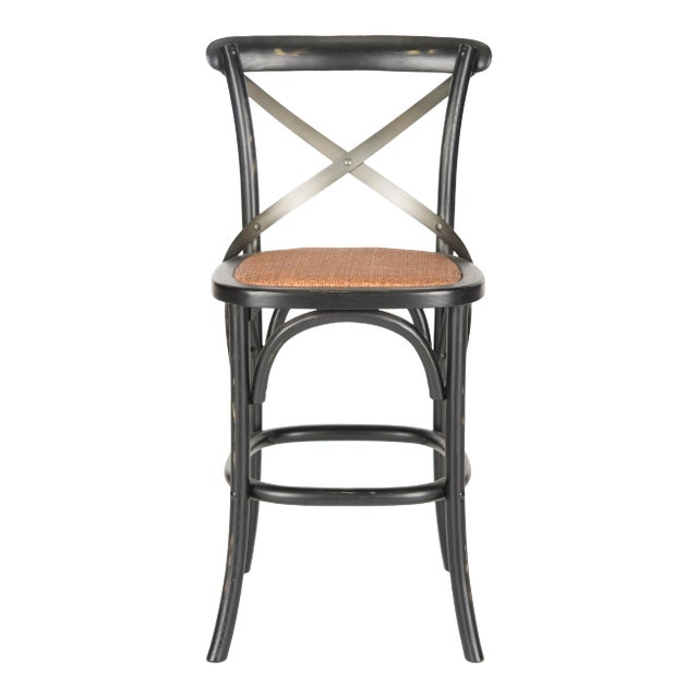 Gibson X Back Counter Stool in Distressed Hickory & Medium Brown For Sale