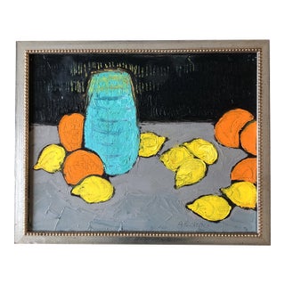 Contemporary Alexandra Brown Modernist Abstract Still Life Oil Painting Signed For Sale