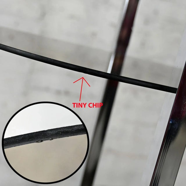 Mid-Century Modern Bow Shape Chrome Etagere 5 Smoked Glass Shelves Style of James David or Dia For Sale - Image 11 of 12