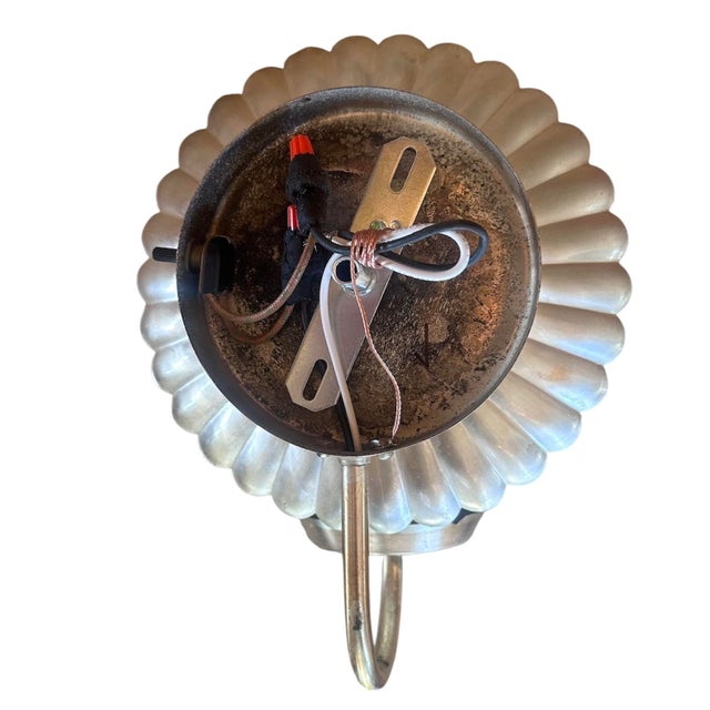 Metal Clam Shells Sconces in Original Silverplate Finish, Pristine Patina, Circa 1920 For Sale - Image 7 of 9