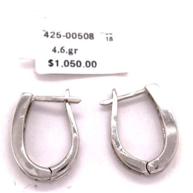 Modern 14 Karat White Gold Latch Back Earrings With White and Yellow Diamonds For Sale - Image 3 of 12