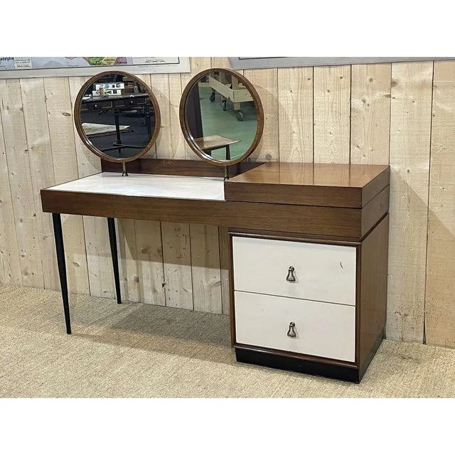 1970s Dressing Table With 2 Round Mirrors For Sale - Image 12 of 13