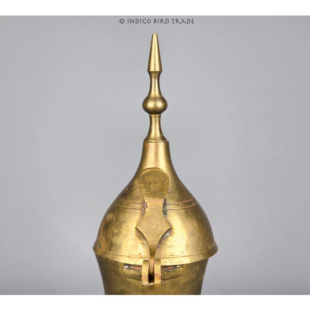 Brass Large Antique Brass Arabic Dallah Coffee Pot For Sale - Image 8 of 9