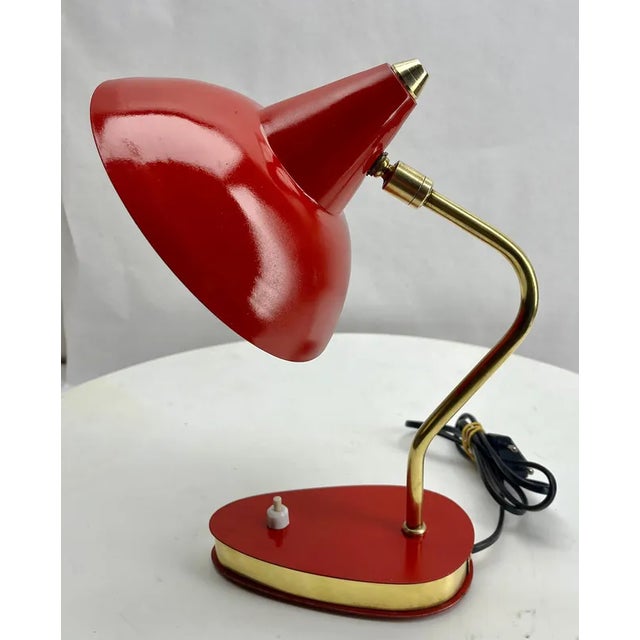 Vintage Red Adjustable Table Lamp, 1950s For Sale - Image 6 of 12