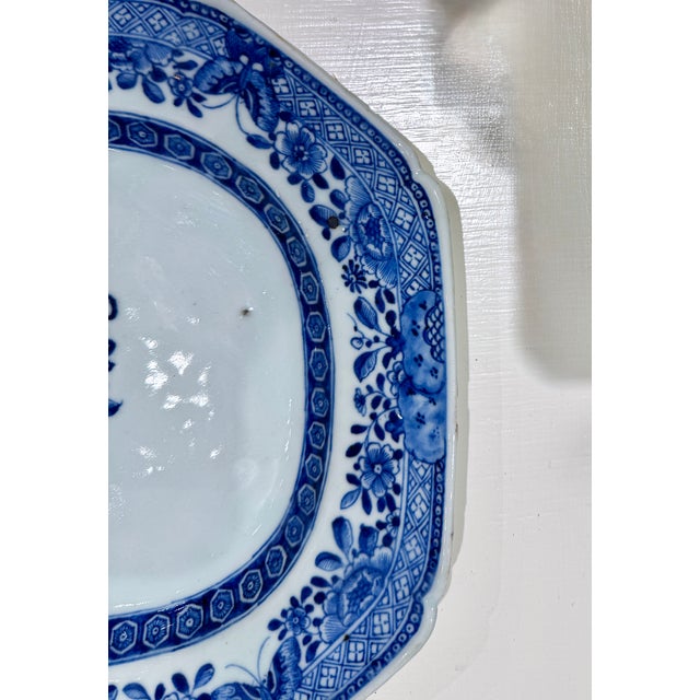 Chinese Export Porcelain Shaped Dish, Blue and White With Flower Basket, Qing Dynasty, Circa 1800 For Sale - Image 14 of 17
