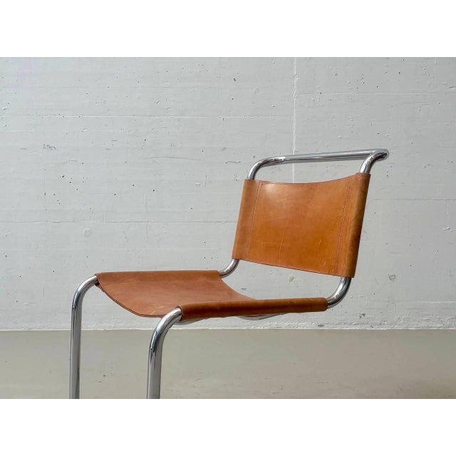 Cantilever Chair with Cognac Leather Covering For Sale - Image 6 of 18