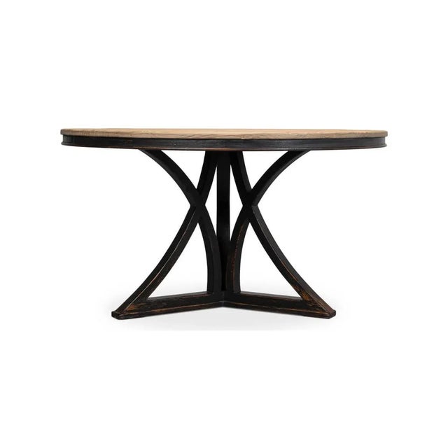 Rustic Style Round Dining Table - Black For Sale In Raleigh - Image 6 of 10