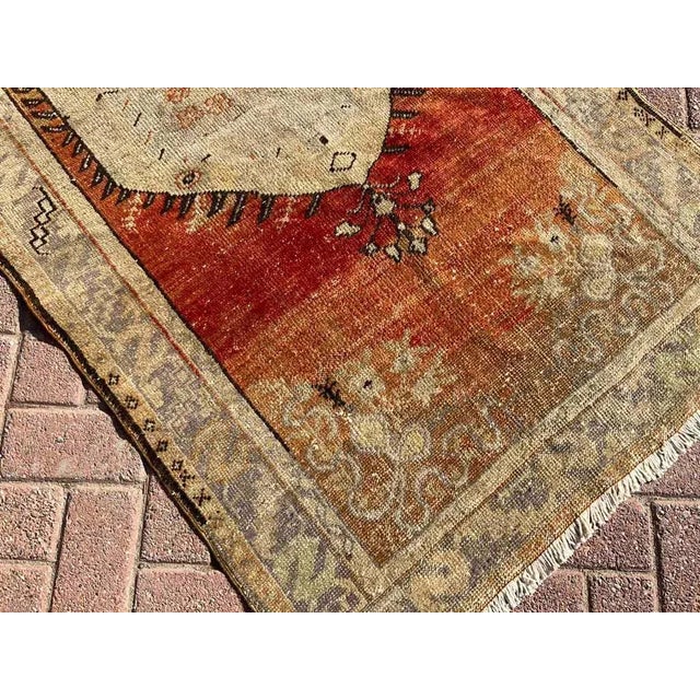Brick Red Vintage Turkish Hand Knotted Area Rug - 39" X 78" For Sale - Image 8 of 10