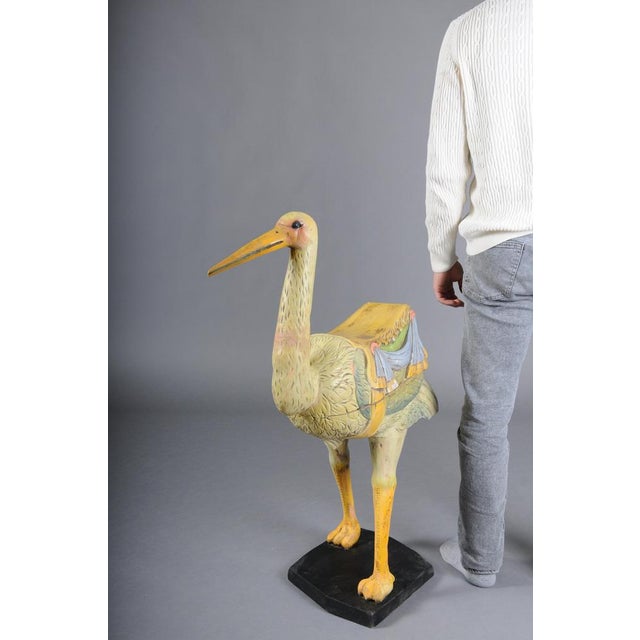 Curious Vintage Large Wooden Animal Figurine - Ostrich/Carousel, 1970s Hollywood Regency Solid wood figurine, hand-carved...
