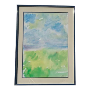 Vintage Ole Kortzau Abstract Watercolor on Paper