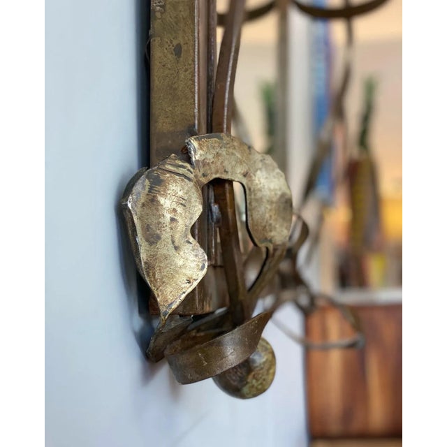 Brutalist Hand Foraged Steel Mirror For Sale - Image 4 of 8