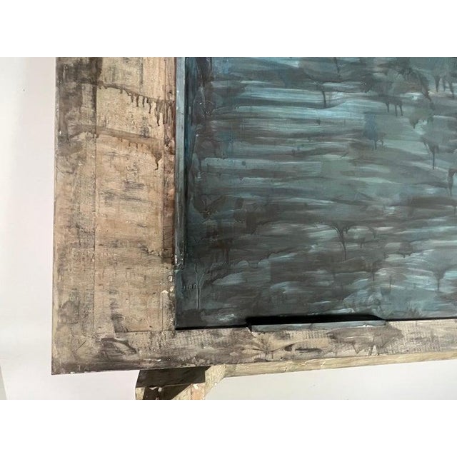 Rustic Painted Dining Table W/ Herringbone Pattern Top For Sale - Image 9 of 16