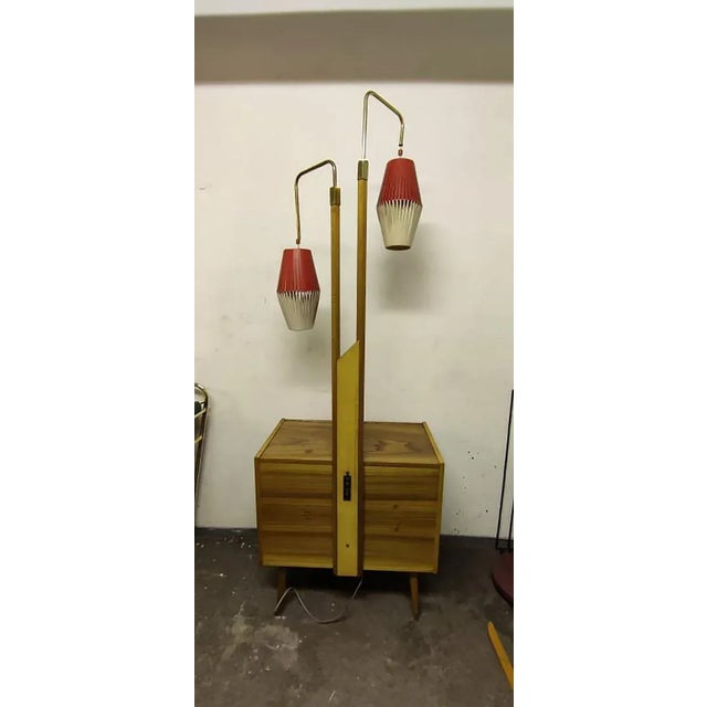 1960s Walnut Cocktail Cabinet with Floor Lamp, 1950s For Sale - Image 5 of 6
