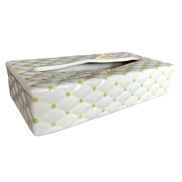 Boho Chic 1970s Vintage Hollywood Regency Italian Ceramic Tissue Box Cover For Sale - Image 3 of 9