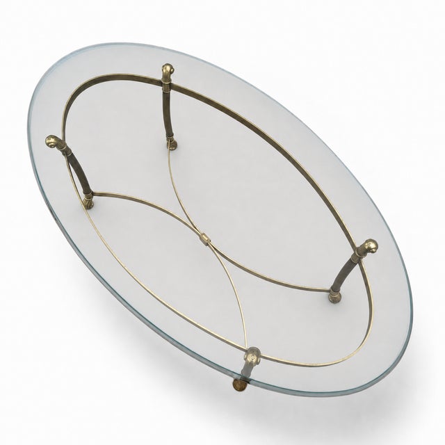 Late 20th Century Attributed LaBarge Glass Top Brass Coffee Table For Sale - Image 9 of 18