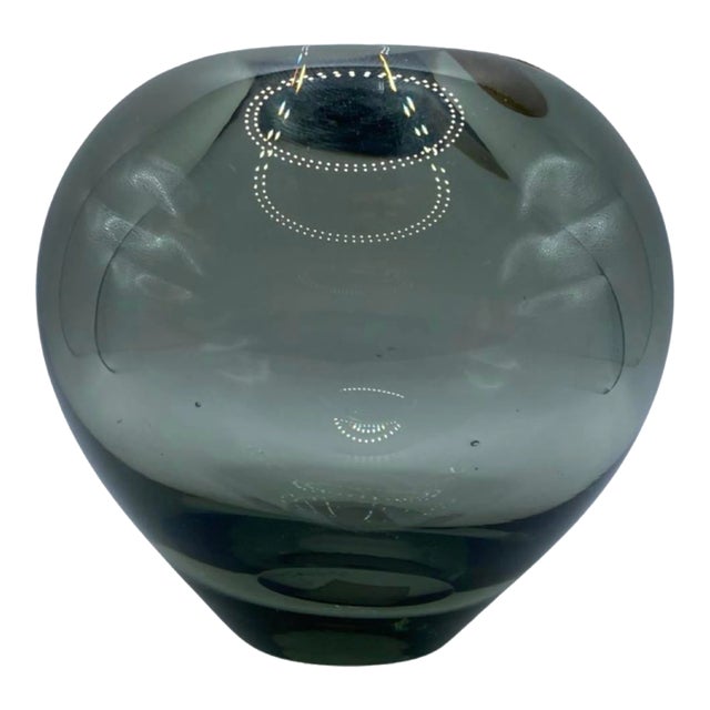 Mid-Century Holmegaard Per Lütken Smoke Gray Glass Vase Circa 1960 Denmark For Sale