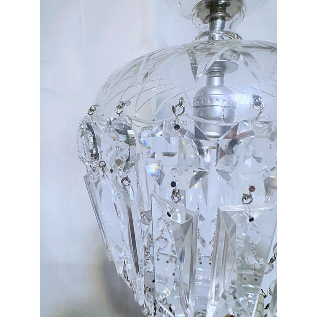 Transparent Vintage Hand Cut Glass Dish Basket Chandelier For Sale - Image 8 of 8