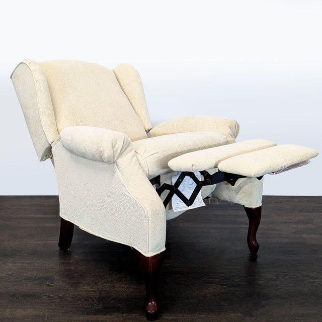 Traditional Lane Furniture Beige Wingback Recliner Lounge Chair For Sale - Image 3 of 11