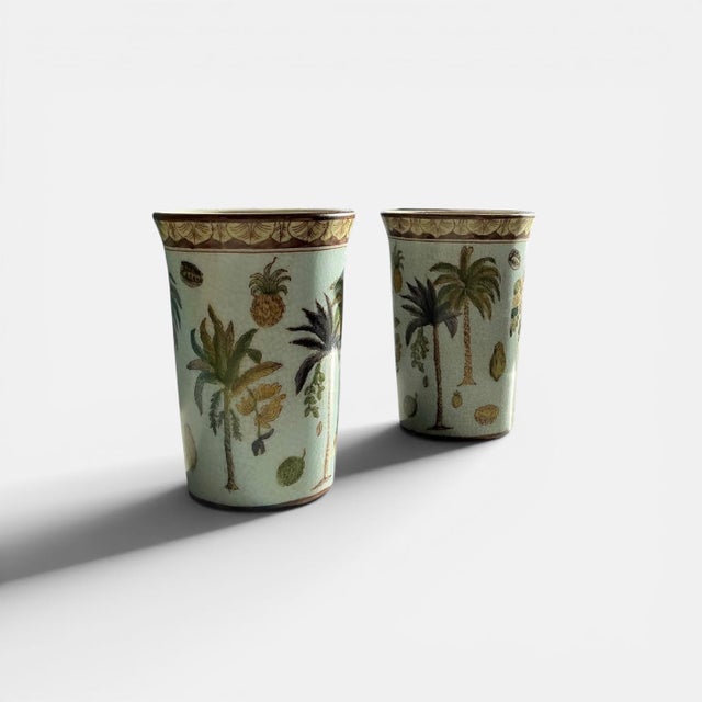 Ceramic Late 20th Century Porcelain Cups with Palm Tree Motif from Fabienne Jouvin, France, Set of 2 For Sale - Image 7 of 7