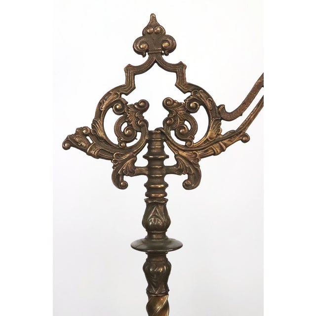 Victorian Mid 20th Century Victorian Barley Twist Bridge Iridescent Glass Shade Floor Lamp For Sale - Image 3 of 12