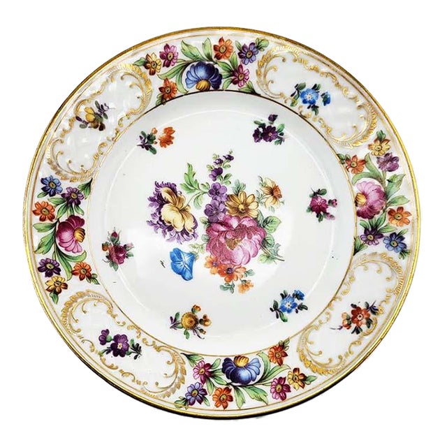Salad Plate Empress Dresden Flowers by Schumann - Bavaria For Sale