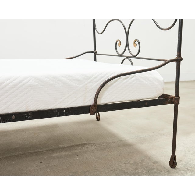Metal 19th C. French Napoleon III Empire Wrought Iron Bronze Daybed For Sale - Image 7 of 16