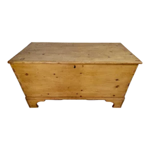 Antique Victorian Pine Blanket Chest on Bracket Feet With Original Hardware From England - Circa 1850