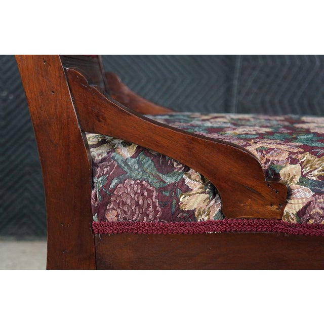 Antique Victorian Eastlake Walnut Burl Carved Parlor Chair Tapestry Fabric For Sale - Image 18 of 18