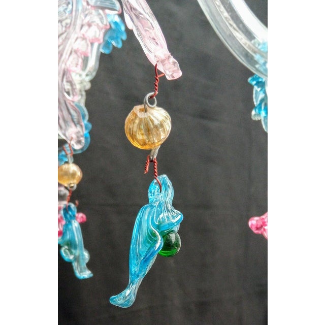 Six-Light Murano Chandelier by ZANCHI, in New conditions. Designed before 1890 Signed by Maker, Up to 250V (Europe/UK...