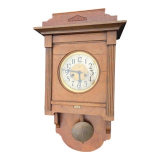 Antique Franzl Junghahnel Leipzig Germany Wall Clock Chimes For Sale