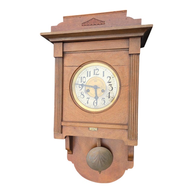 Antique Franzl Junghahnel Leipzig Germany Wall Clock Chimes For Sale