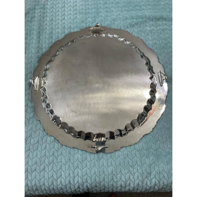 1920s Large English Silverplated Serving Tray Platter For Sale - Image 9 of 13